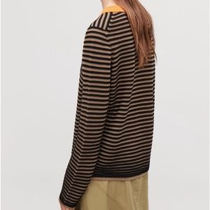 COS Striped Fine-Knit Sweater Top Orange Neckline